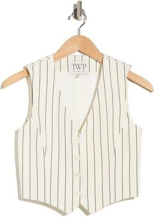 TWP Kikis Pinstripe Vest in Ivory /Chocolate at Nordstrom Rack, Size Xx-Small