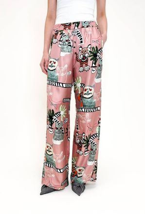 Odeeh Womens Cats & Tigers Pants In Blush