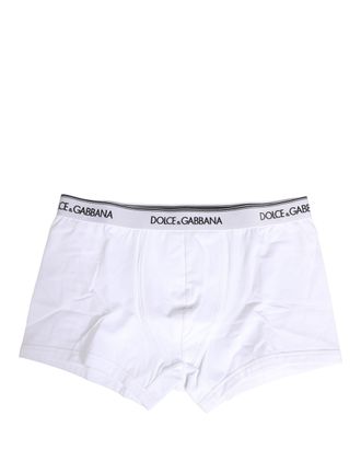 Dolce & Gabbana White Logo Waistband Cotton Boxer Mens Underwear