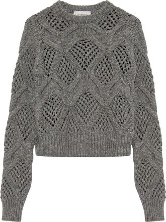 Sportmax open-knit long-sleeve jumper - women - Wool/Polyamide - L - Grey