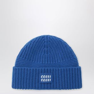 Miu Miu Berretto blu royal in lana e cashmere