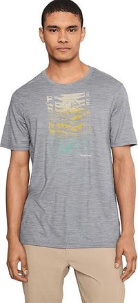 Smartwool Winding Trail Active Short Sleeve Graphic T-Shirts Mens Workout Light Gray Heather : XL, Polyester/Wool