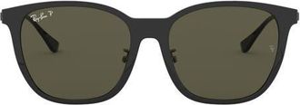 Ray-Ban 55mm Polarized Square Sunglasses in Black /Green at Nordstrom