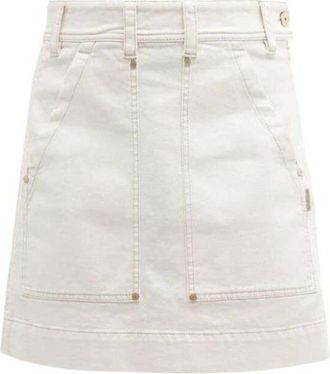 Brunello Cucinelli Off White Cotton Mini Skirt, Brand Size 44 (US Size 10)