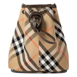 Burberry (WMNS) Burberry 25 Checked Drawstring Bucket Bag Beige 8093804