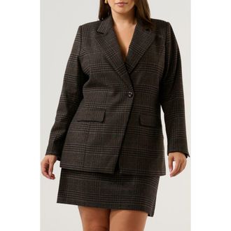 Estelle Noel Check Double Breasted Blazer in Chocolate Box at Nordstrom Rack, Size 18W