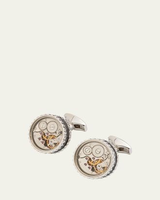 Tateossian Mens Round Skeleton Gear Cufflinks