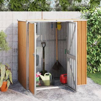 Berkfield Home Garden Tool Shed Brown 161x89x161 cm Galvanised Steel | Size: 161 x 89 x 161 cm