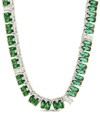 Sterling Forever Cz Ace Oval Tennis Necklace