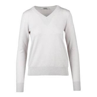 Max Mara Idoneo Pullover a V - Dames - V-hals truien - Wit - S - Wol - Truien & Vesten