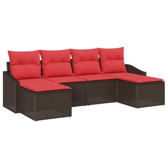 vidaXL Juego De Sof&aacute; 6 Uds. Marr&oacute;n Rat&aacute;n Sint&eacute;tico Vidaxl