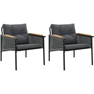 vidaXL Sillas De Jard&iacute;n Con Cojines 2 Unidades Acero Negro Vidaxl