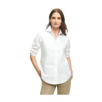 Brooks Brothers Klassiek Oxford Button-Down Overhemd met Normale Pasvorm - Dames - Overhemden - Wit - S - Katoen - Overhemden