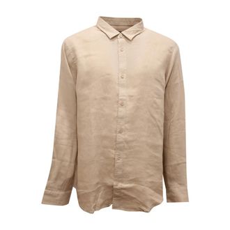 Armani Regular Fit Linnen Shirt - Heren - Casual Overhemden - Beige - XL - Linnen - Overhemden