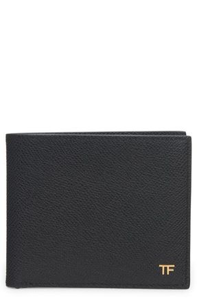 Tom Ford T-Line Small Grain Calfskin Leather Bifold Wallet in Black at Nordstrom