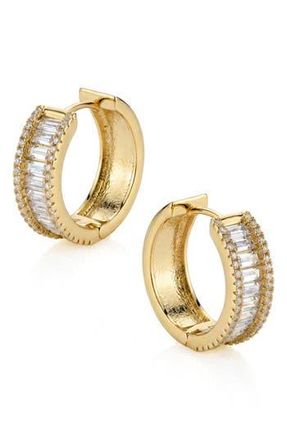 Kenneth Jay Lane Cubic Zirconia Huggie Hoop Earrings in Clear-Gold at Nordstrom Rack