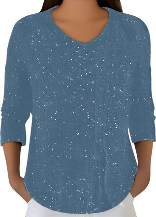 Generic Sparkle Jumper for Women UK Casual Long Sleeve Crew Neck Sequin Tops Sparkly Party Pullover Jumpers Cozy Warm Holiday Glitter Shirts Light Blue