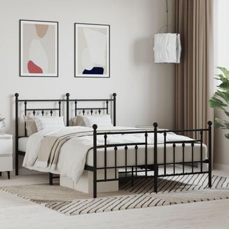 Berkfield Home Metal Bed Frame with Headboard & Footboard Black 150x200 cm King Size