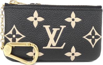 Louis Vuitton Beige Black Leather Coin Purse/Coin Case (Pre-Owned)