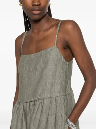 PESERICO Tiered Linen Dress - Green