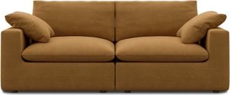 Castlery Customized Brown 3 Seater Sofa | Dawson by Castlery, Brown, Feather-Filled, Machine Washable Covers, Modular Build