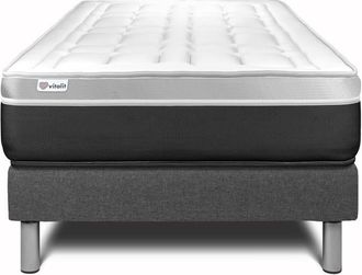 VITALIT Somier gris + Colchón con espuma viscoelástica 120 x 190