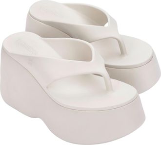 Melissa Platform Wedge Flip Flop in Light Beige at Nordstrom, Size 10