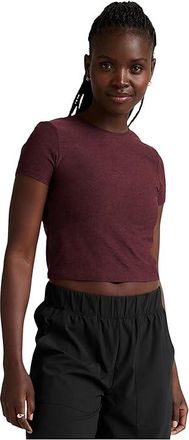 Beyond Yoga Featherweight Cropped T-Shirts Womens Workout Midnight Burgundy Heather : SM, Elastane/Polyester