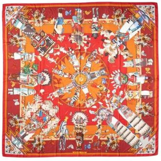 Herm&egrave;s Pre-owned Scarves, female, Multicolor, Size: ONE SIZE Pre-owned 140 Scarf Kachinas
