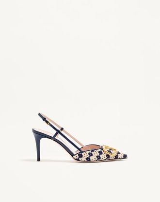 Valentino Garavani Vlogo Signature Slingback Pumps In Crochet Fabric 80Mm Wo