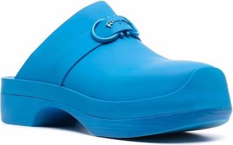 Ferragamo Womens Gancini Raised Logo Clogs In Blue