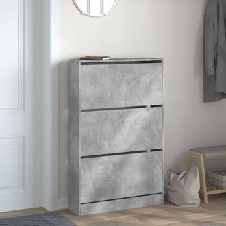 Berkfield Home Shoe Cabinet Concrete Grey 80x21x125.5 cm Engineered Wood