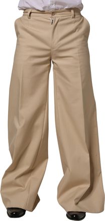 Dolce & Gabbana Beige Cotton Straight Men Dress Trouser Mens Pants (Pre-Owned)