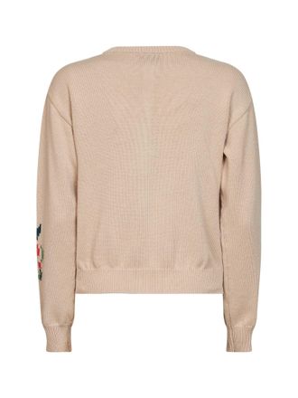 Max Mara Intarsia-Knit Floral Cardigan - Beige