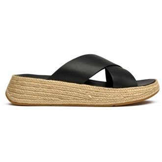 FitFlop Fitflop Womens Espadrille Flatform Sandals - Black Leather - Size UK 6