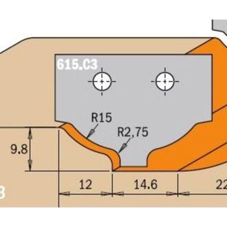 CMT 615.c3 Cuchilla Hw 35x25x2 (perfil C3)