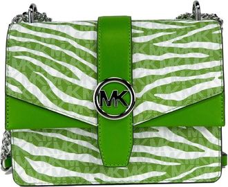 Michael Kors Michael Kors Greenwich Small Print Logo Crossbody Tote Chain Bag Jungle Green Womens $498