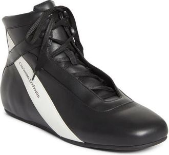Christian Louboutin The Butterfly High Top Leather Sneaker in Bk09-Black/white at Nordstrom, Size 42.5