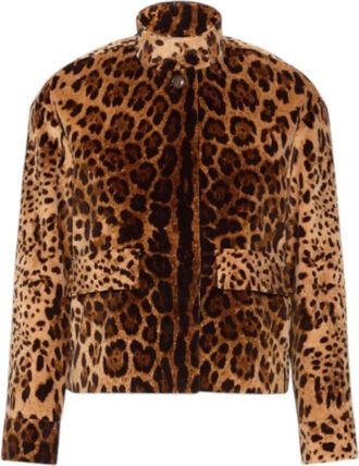 Max Mara Giacca boxy animalier in velluto - Dames - Zomerjassen - Bruin - L - Katoen - Jassen