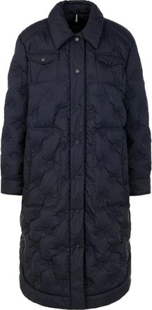 Marc Cain Knie-lange gewatteerde jas - Dames - Dons jassen - Blauw - XL - Jassen