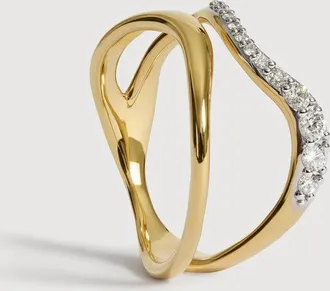 Monica Vinader Gold Riva Pav&eacute; Diamond Wrap Ring Lab Grown Diamond