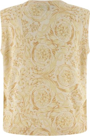 Versace Womens Bicolor Silk Sleeveless Jacket Clothing