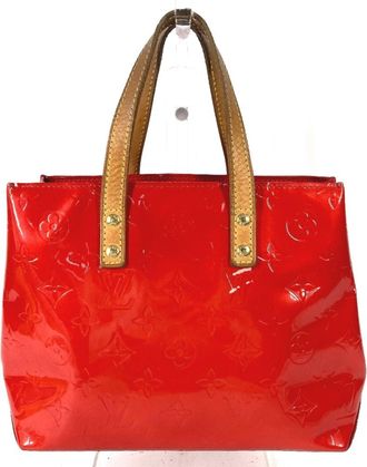 Louis Vuitton Red Color Monogram Vernis Handbag Tote Bag (Pre-Owned)