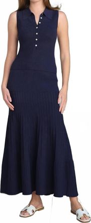 525 america Gwyneth Solid Midi Skirt In Dark Blue