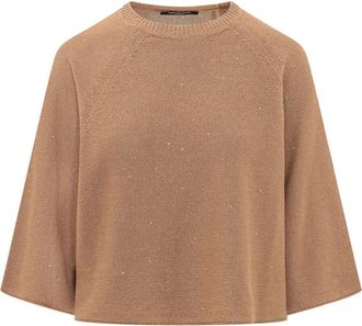 Fabiana Filippi Beige Knitted Crew Neck Sweater