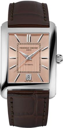 Frederique Constant Classics Carr&eacute;e Automatic Tank Leather Strap Watch, 30mm x 42.3mm in Brown at Nordstrom