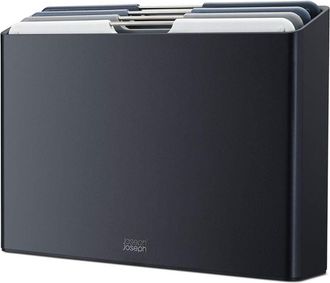 Joseph Joseph Joseph&joseph - Joseph Joseph Folio - Set di 4 pezzi, Taglieri da cucina in plastica, con custodia porta taglieri- Grande, Grafite/Blu sfumato