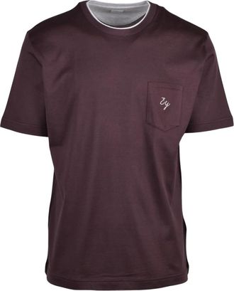 Eleventy Ronde hals T-shirt - Heren - T-shirts - Paars - S - Katoen - Tops