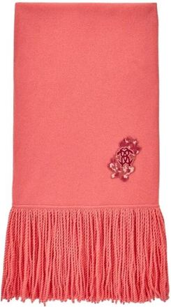 Roberto Cavalli Antieke sjaal met Monogram Mirror Snake - Dames - Wintersjaals - Roze - ONE Size - Wol - Accessoires