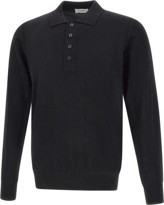 Paolo Pecora Truien & Vesten, Heren, Zwart, L, Wol, Wollen poloshirt